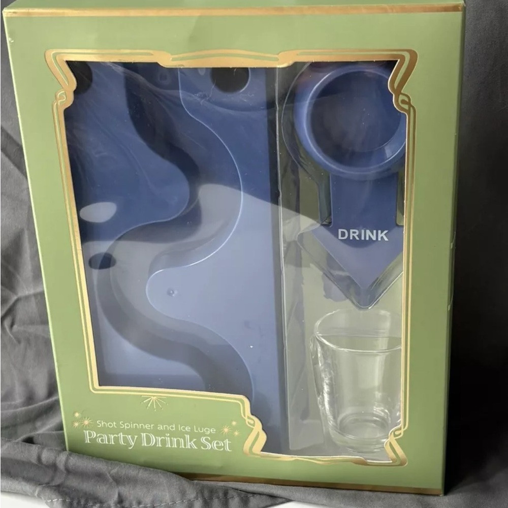 Blue Party Drink Set with Shot Spinner and Ice Luge